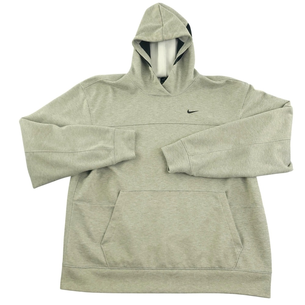 Nike Dri-FIT Hoodie Mens L‎ Gray Fleece Pullover Kangaroo Pocket Athletic Top